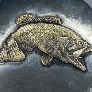 METZKE Vintage Pewter Bass Fish Tin TOP ONLY For 8" Cookie Tin